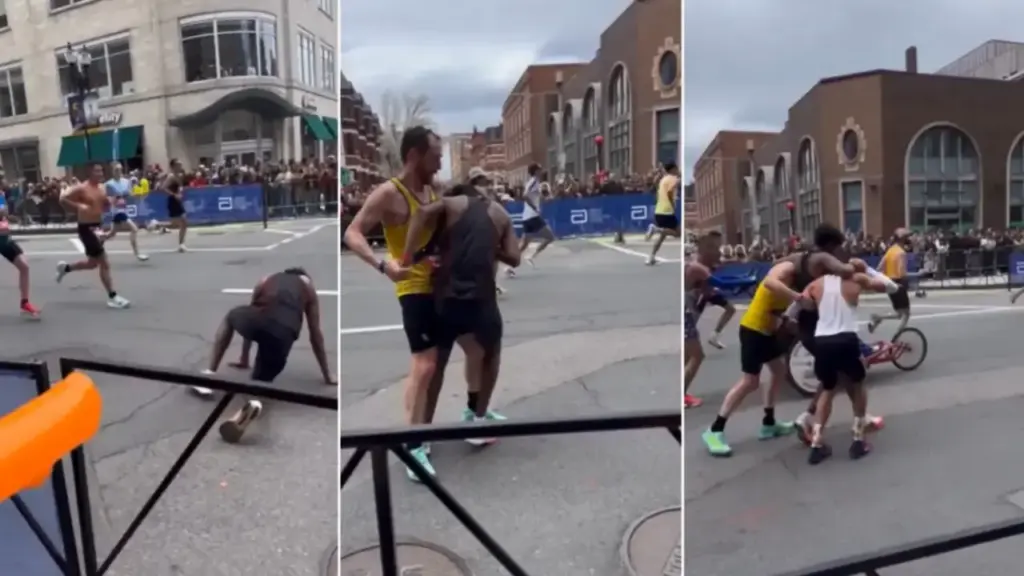 Bỏ mục tiêu cá nhân, dìu đối thủ kiệt sức về đích ở Boston Marathon