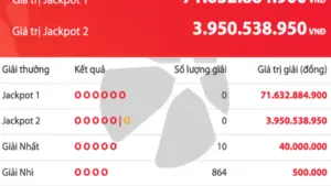 Kết quả xổ số Vietlott Power 6/55 tối 7.4, tiền độc đắc tăng 71,6 tỉ đồng