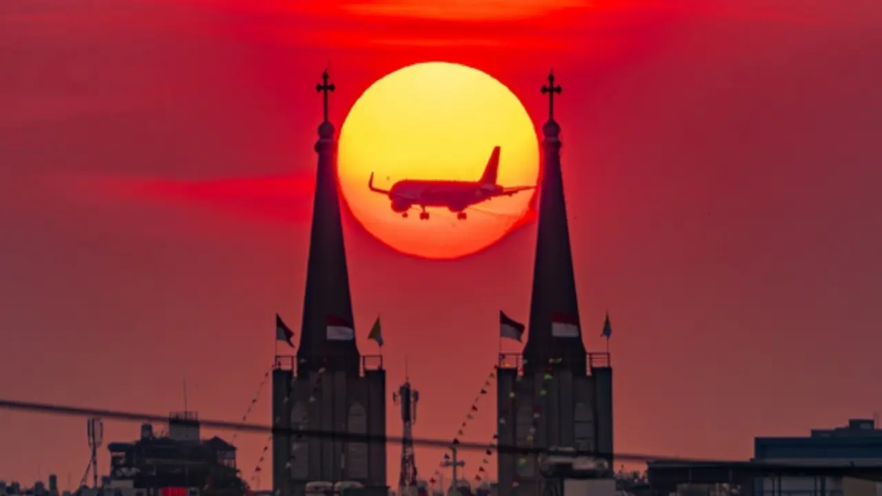 Khoảnh khắc mặt trời trứng muối 'nuốt trọn' máy bay: Nhiếp ảnh gia chờ suốt 7 ngày