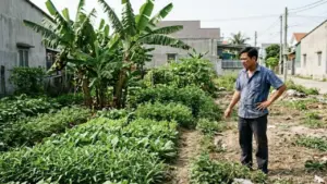 Tôi có quyền thu hoạch rau, chuối hàng xóm trồng trên đất của mình?