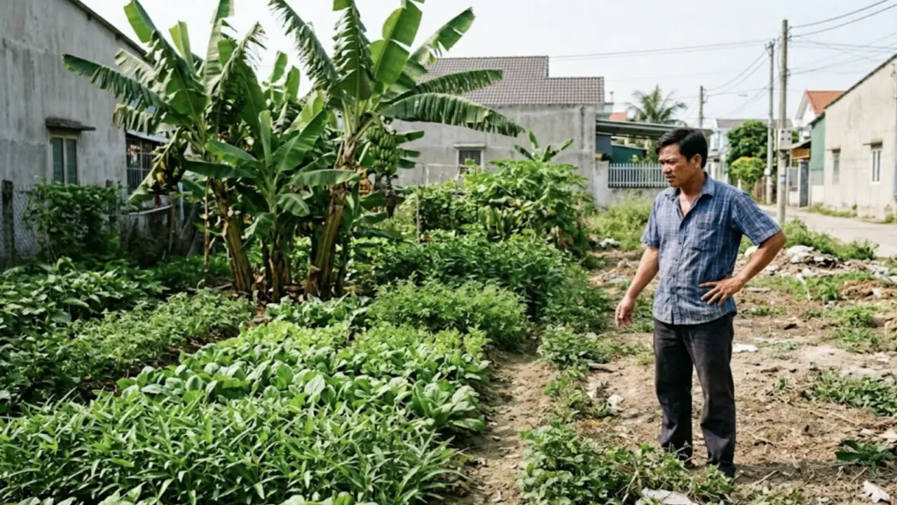 Tôi có quyền thu hoạch rau, chuối hàng xóm trồng trên đất của mình?